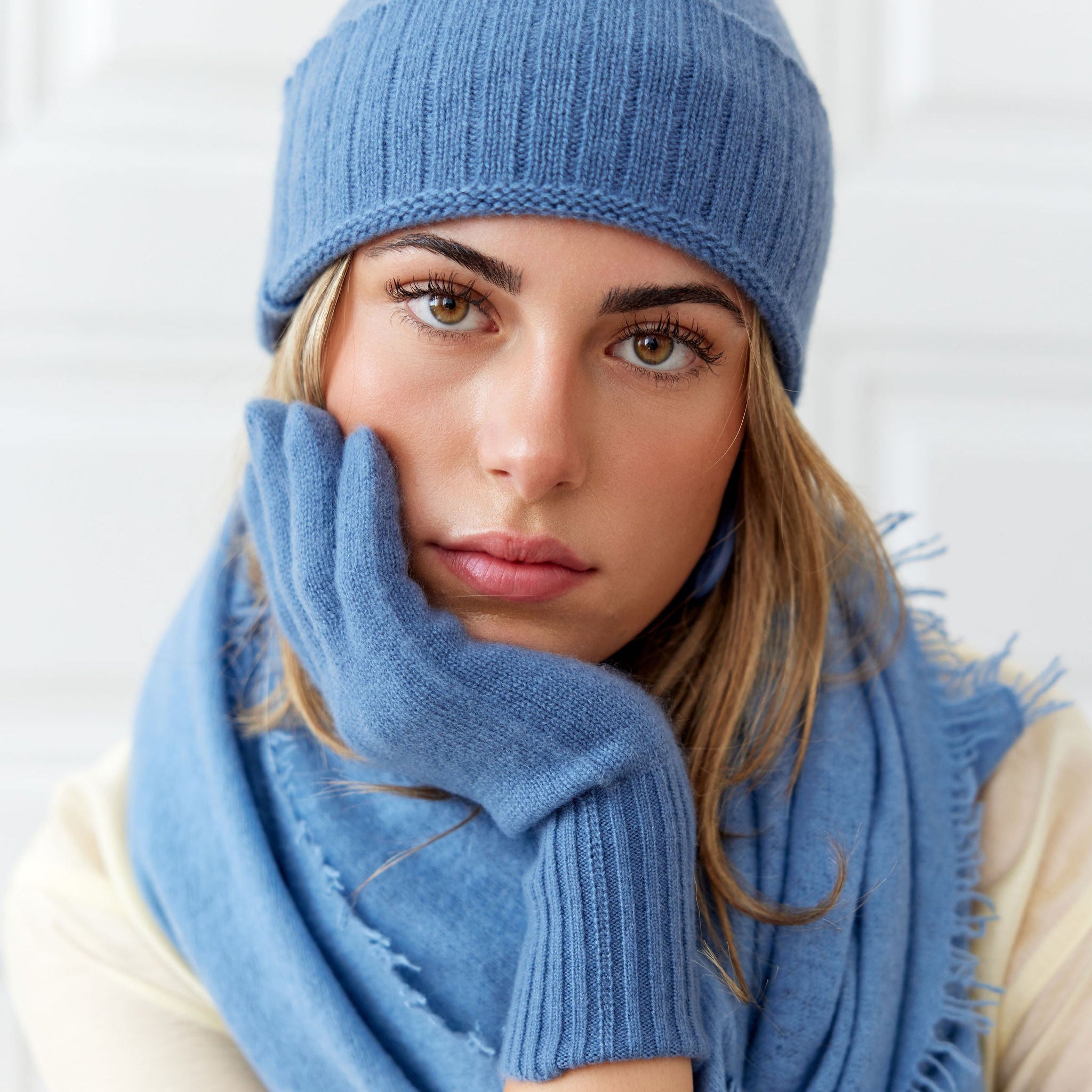 Cashmere Schal windblau