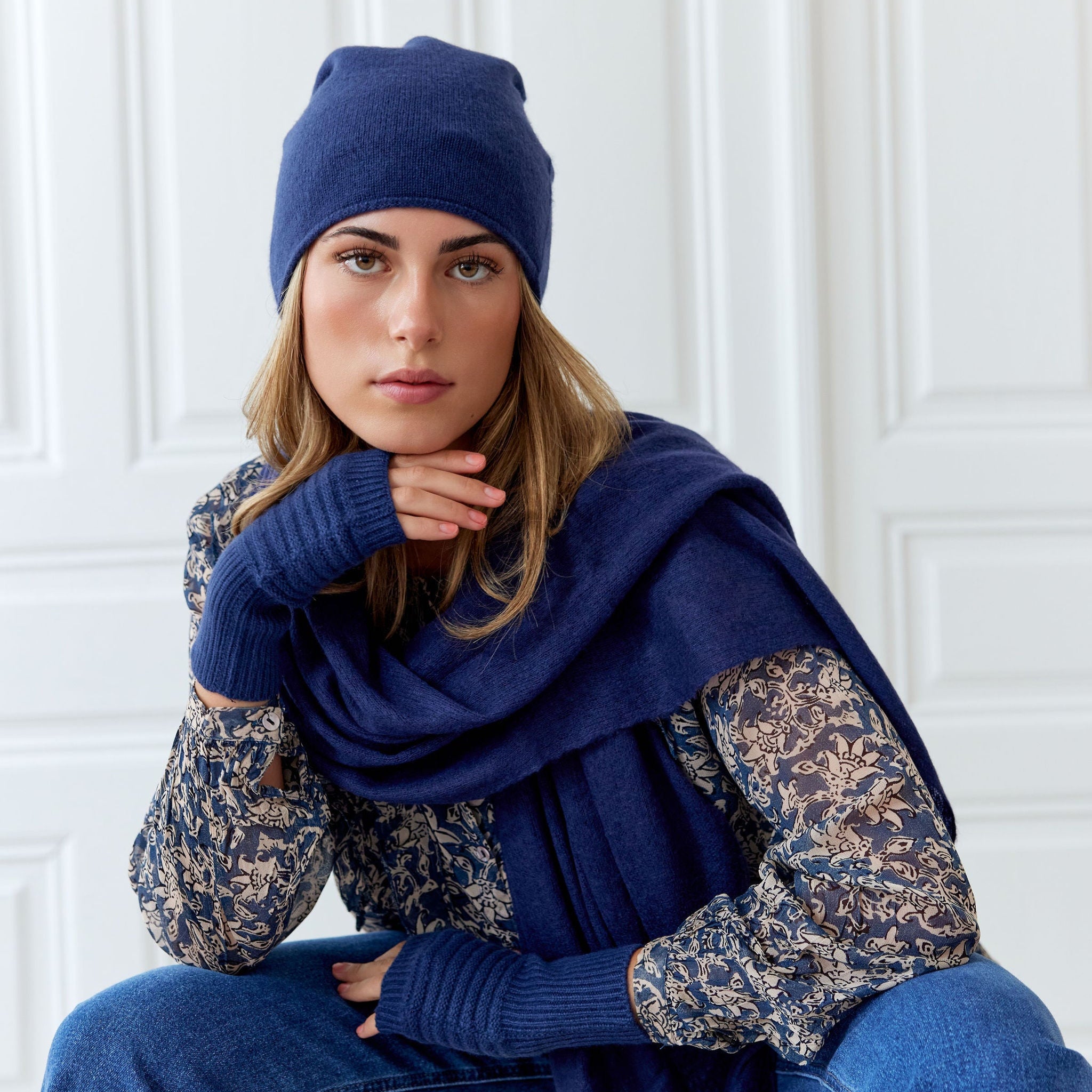 Cashmere Beanie dunkelblau