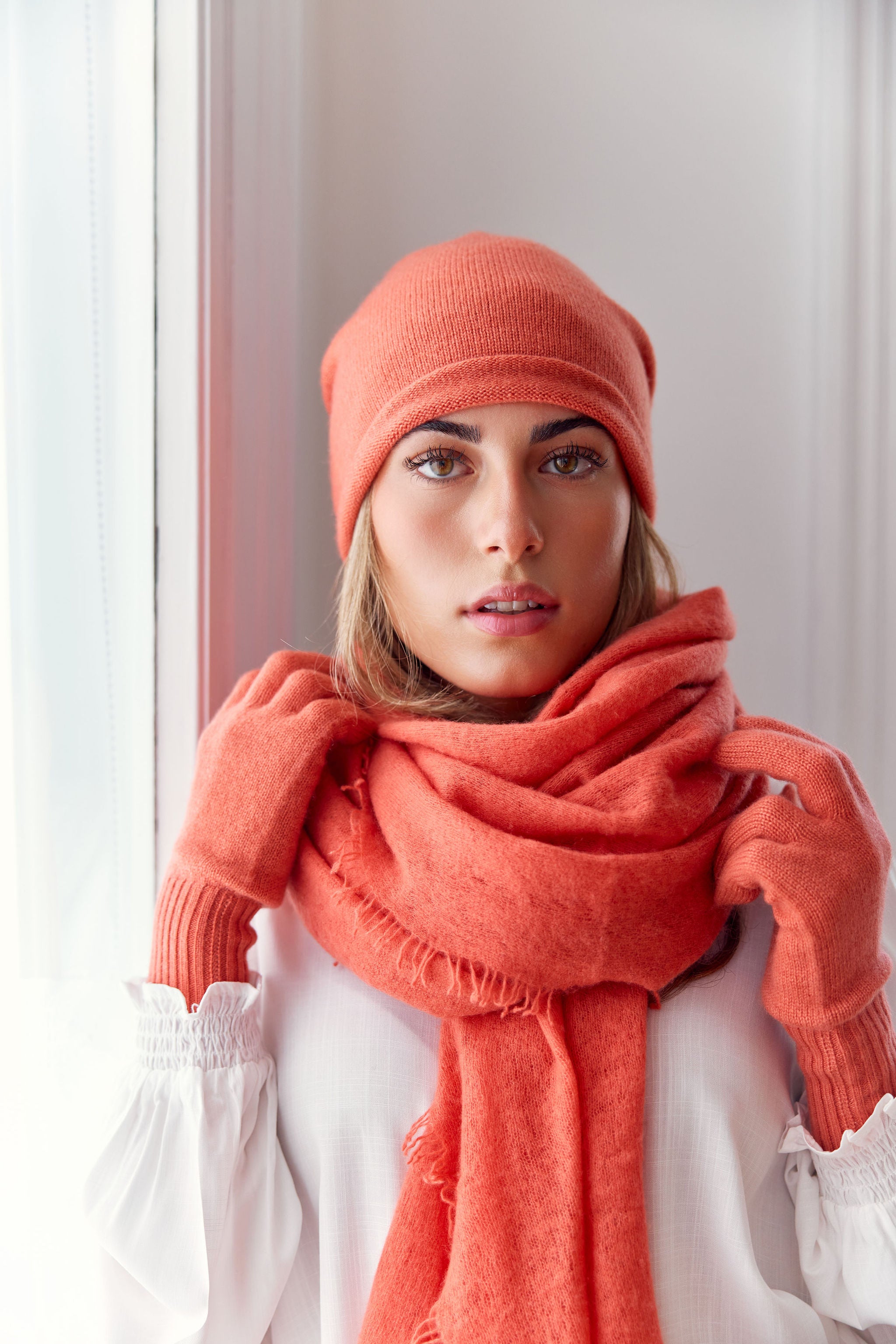 Cashmere Schal koralle