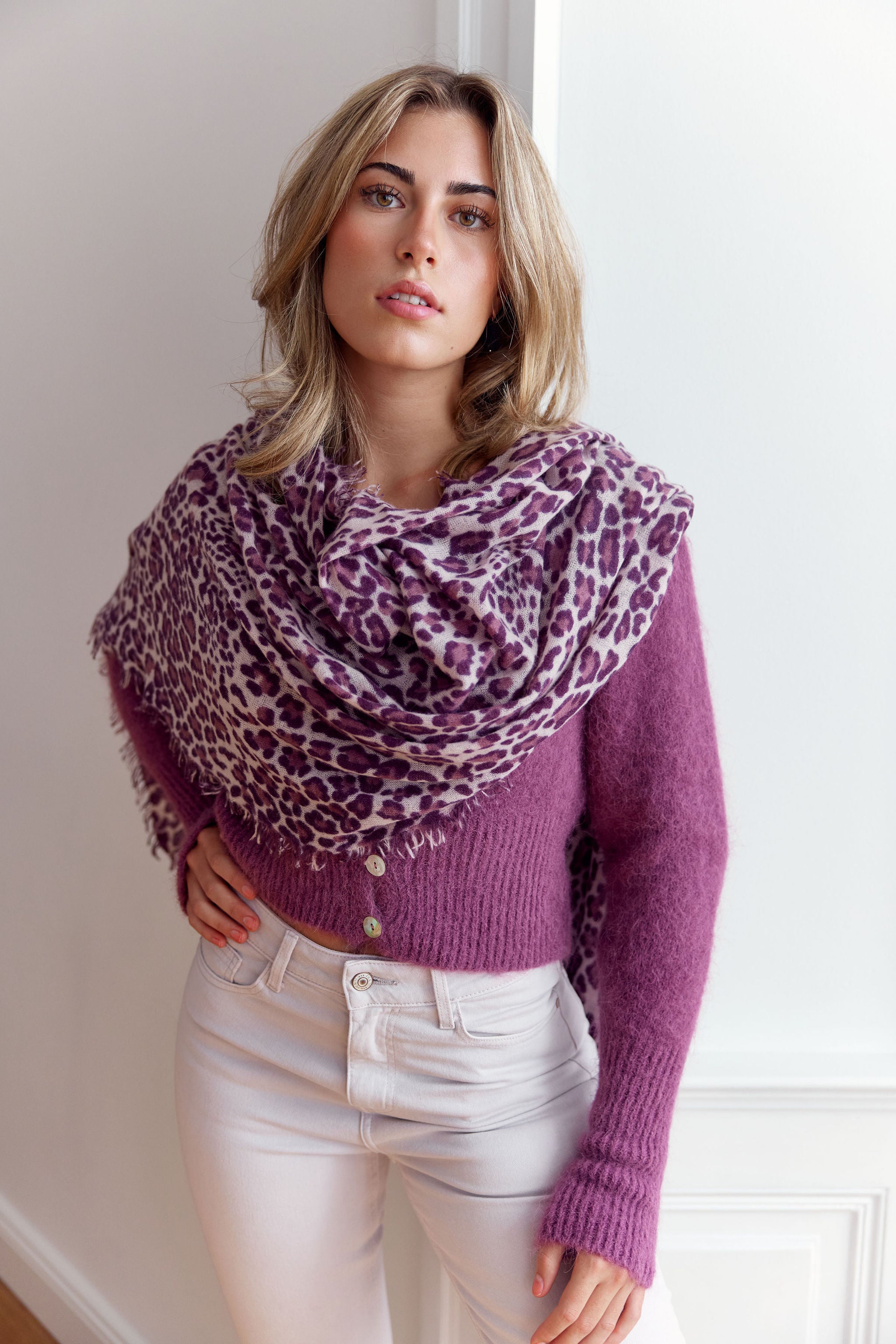 Felted cashmere scarf, two-tone