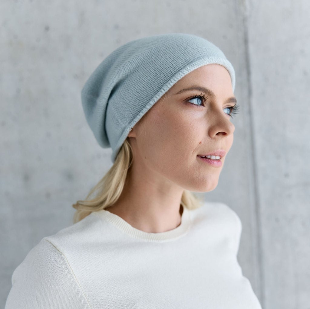 Cashmere Beanie eisblau