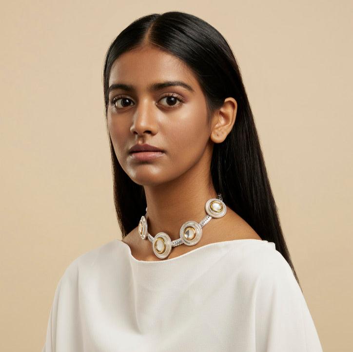 Polki Dot Necklace by VALLIYAN by Nitya Arora