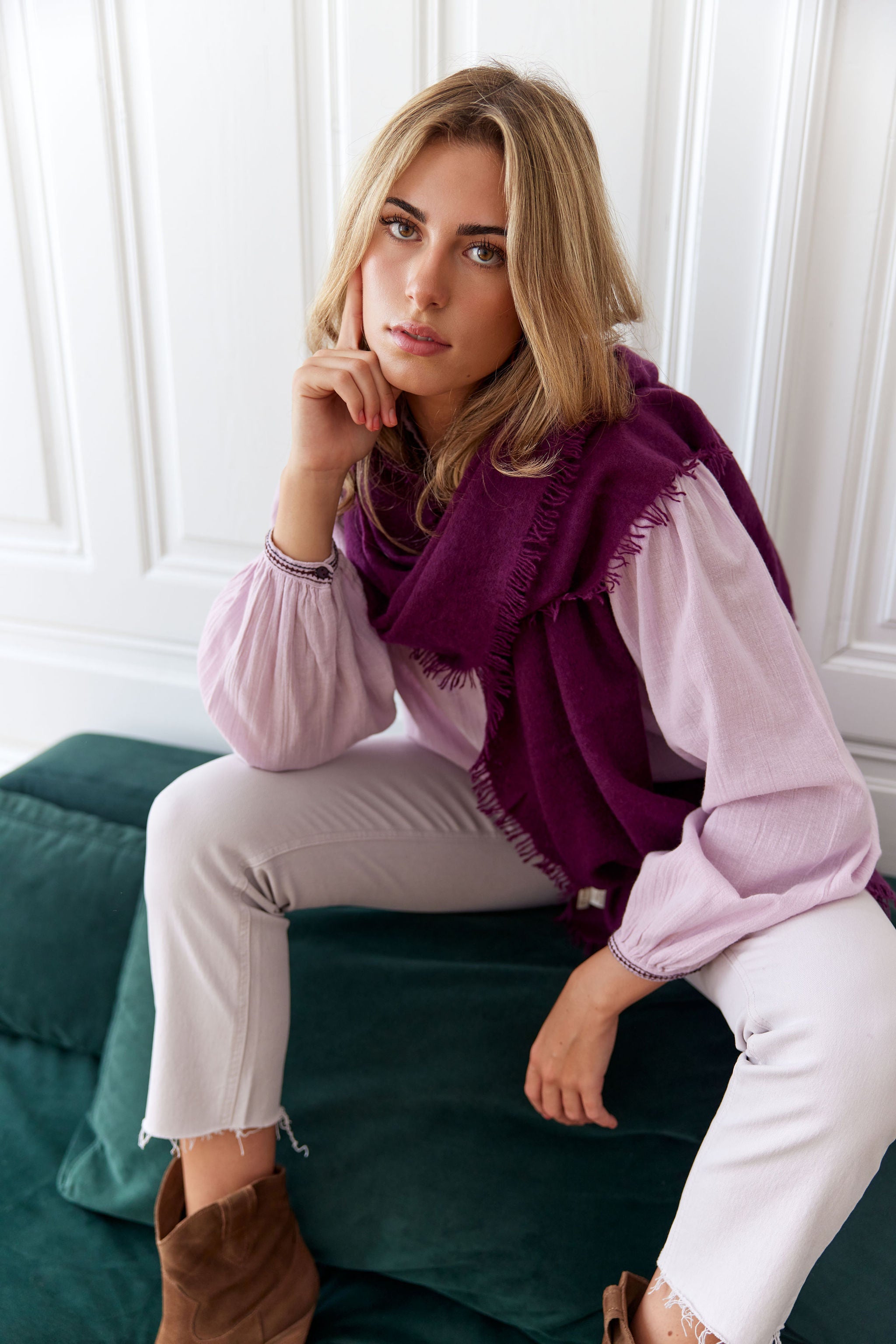 Cashmere Schal weinrot