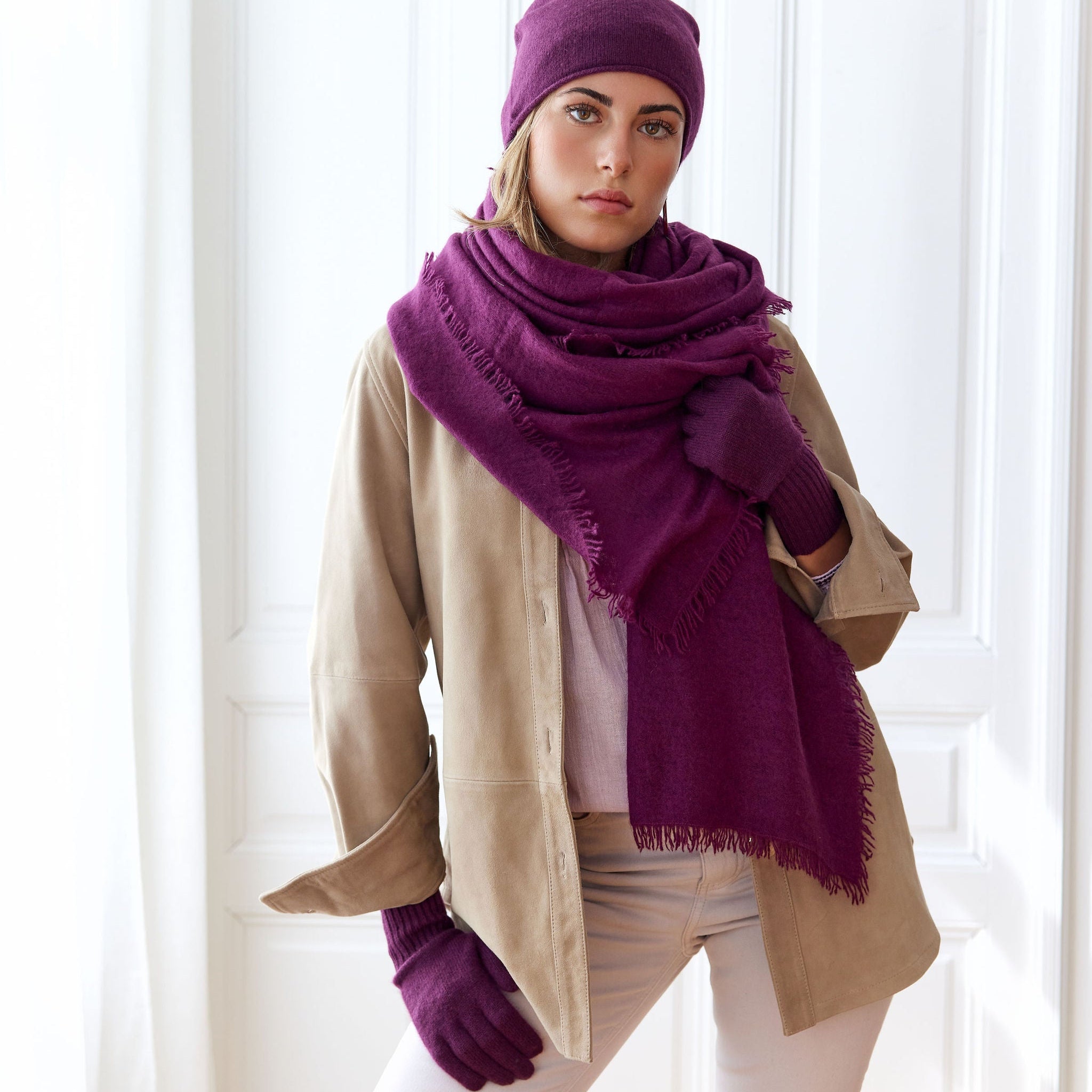 Cashmere Handschuhe weinrot