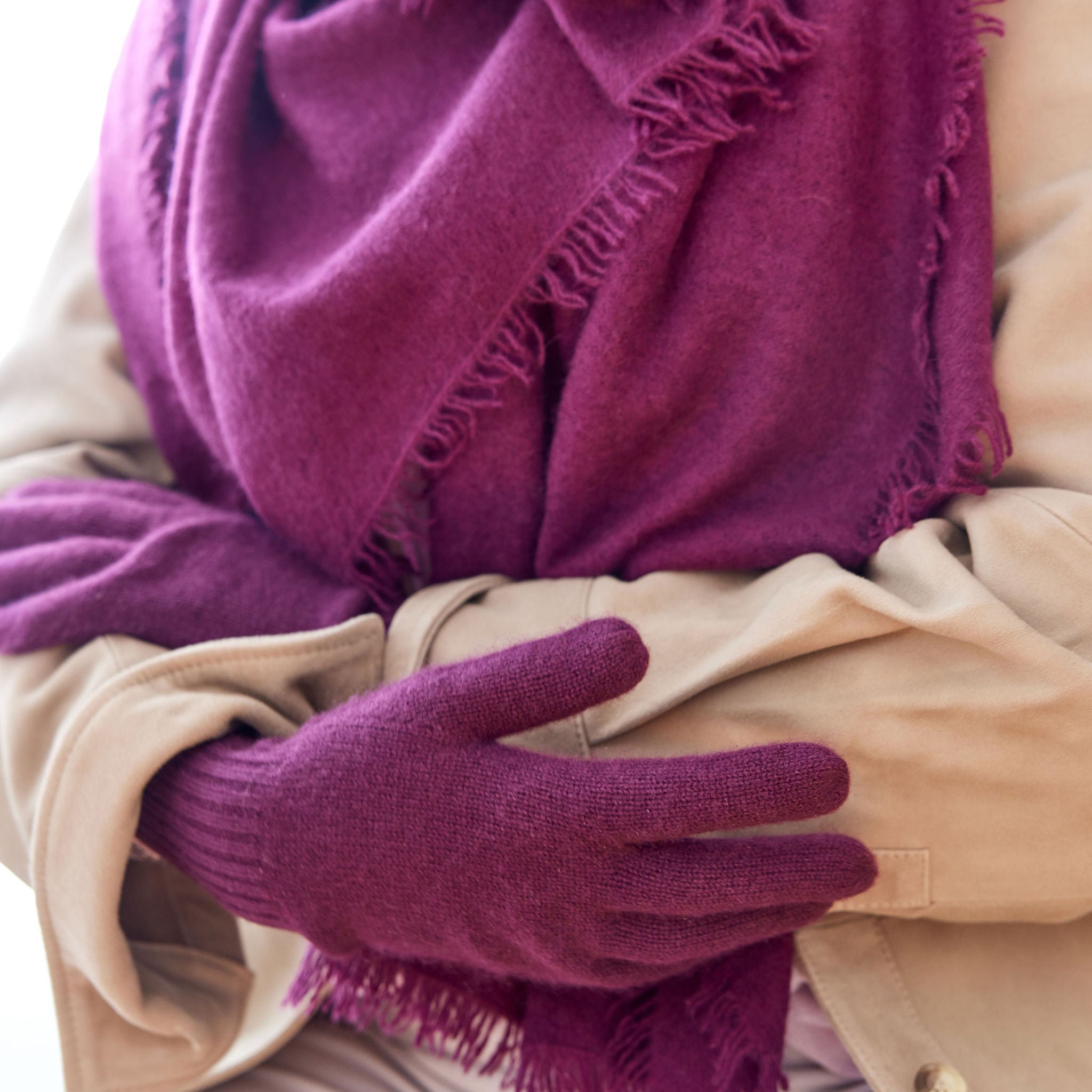 Cashmere Handschuhe weinrot