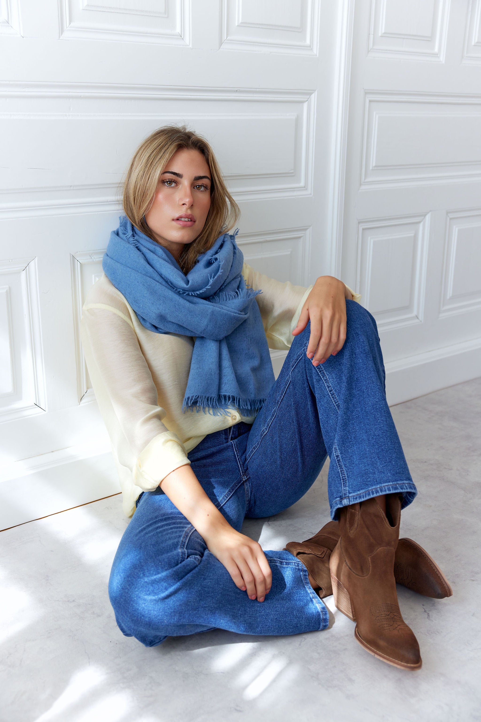 Cashmere Schal windblau