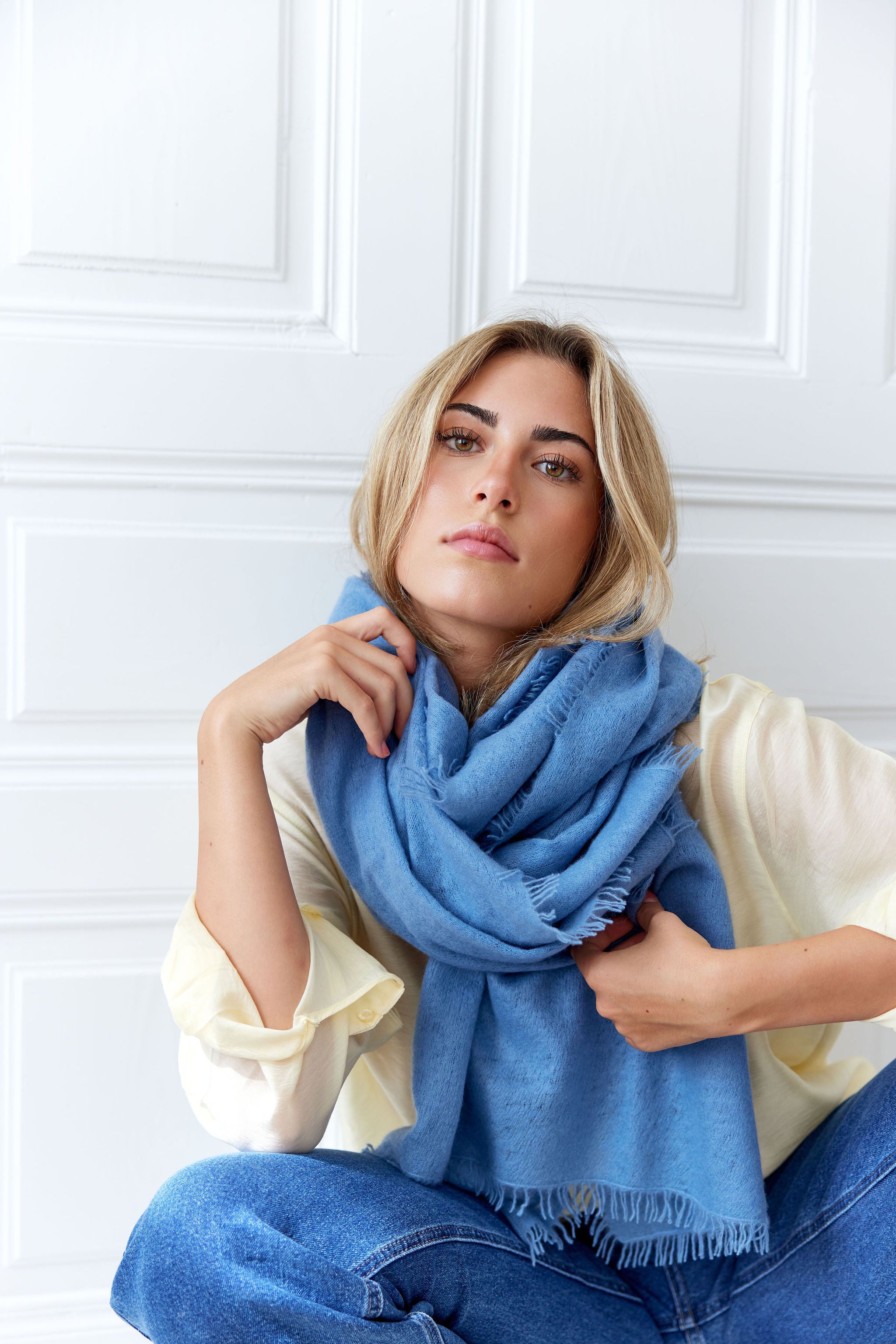 Cashmere Schal windblau