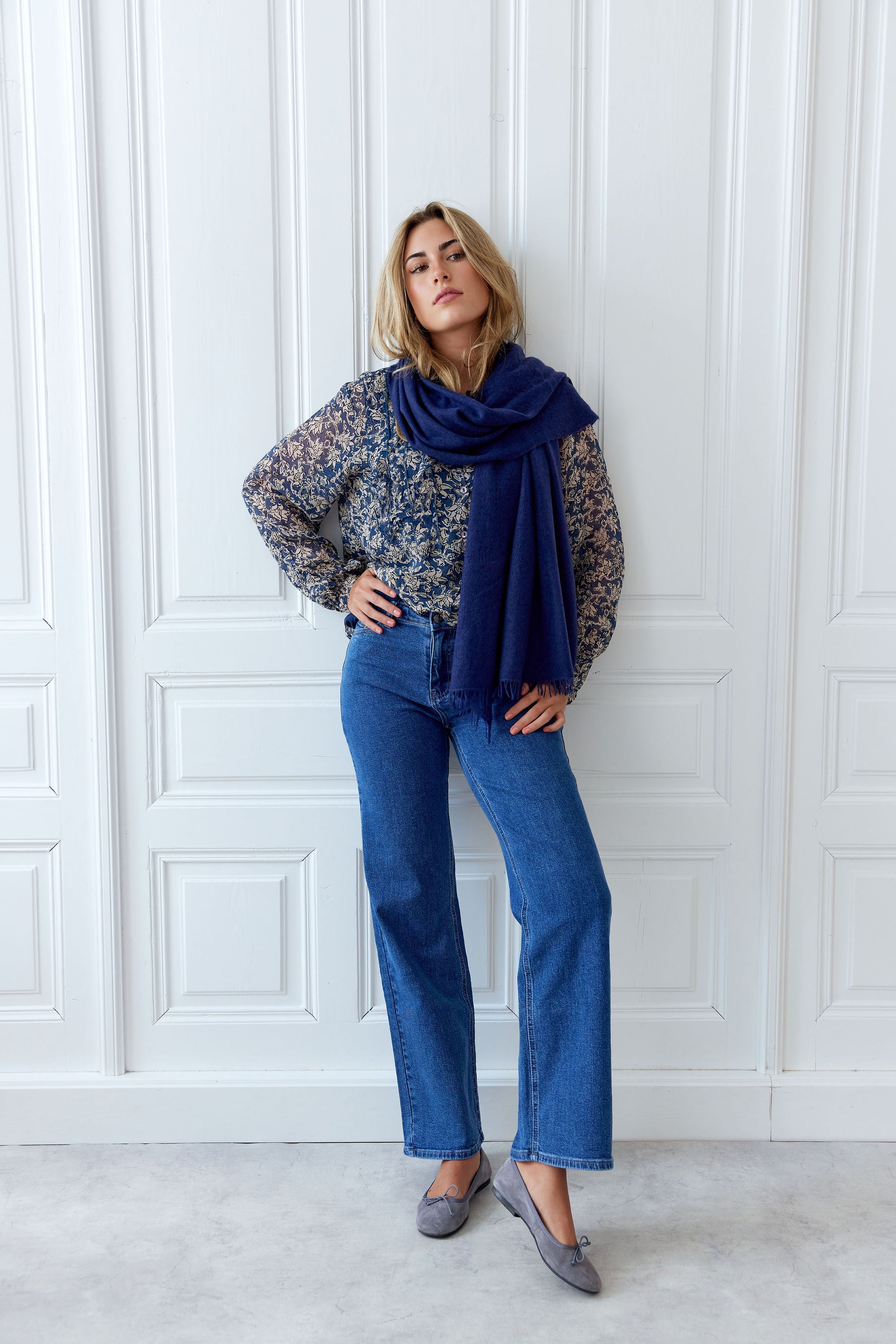 Cashmere Schal dunkelblau